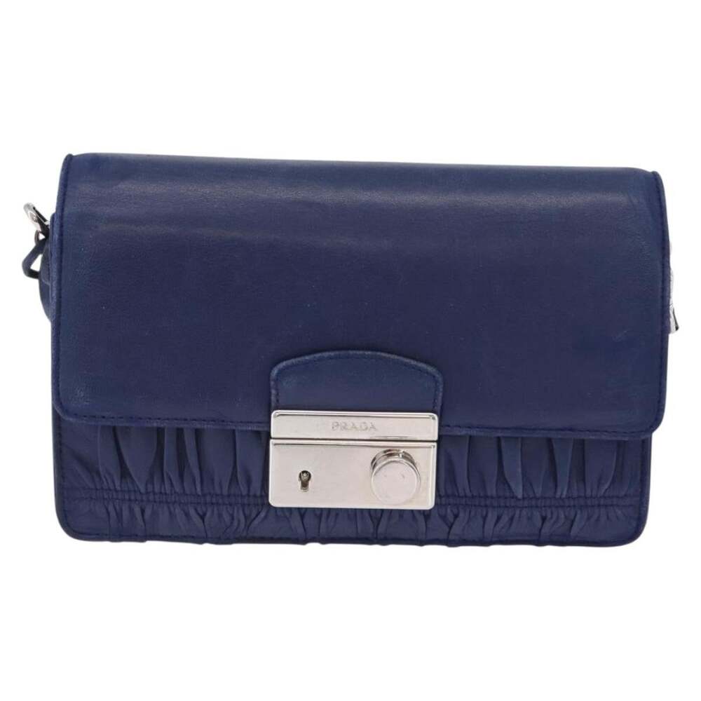 Prada Leather Shoulder Bag Blue